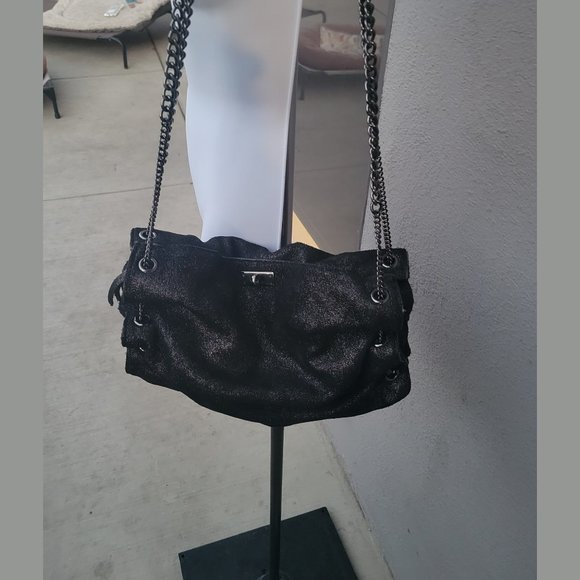 J Crew Suede Crossbody/Shoulder Purse w/ Chain Straps + Bow Tie Accents - Picture 8 of 16